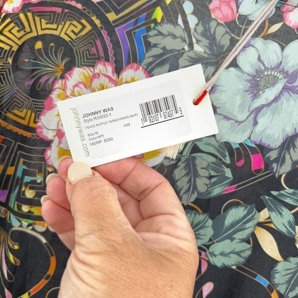 Johnny Was Floral Midi Dress - Black and Multicolor - Picture 7 of 14